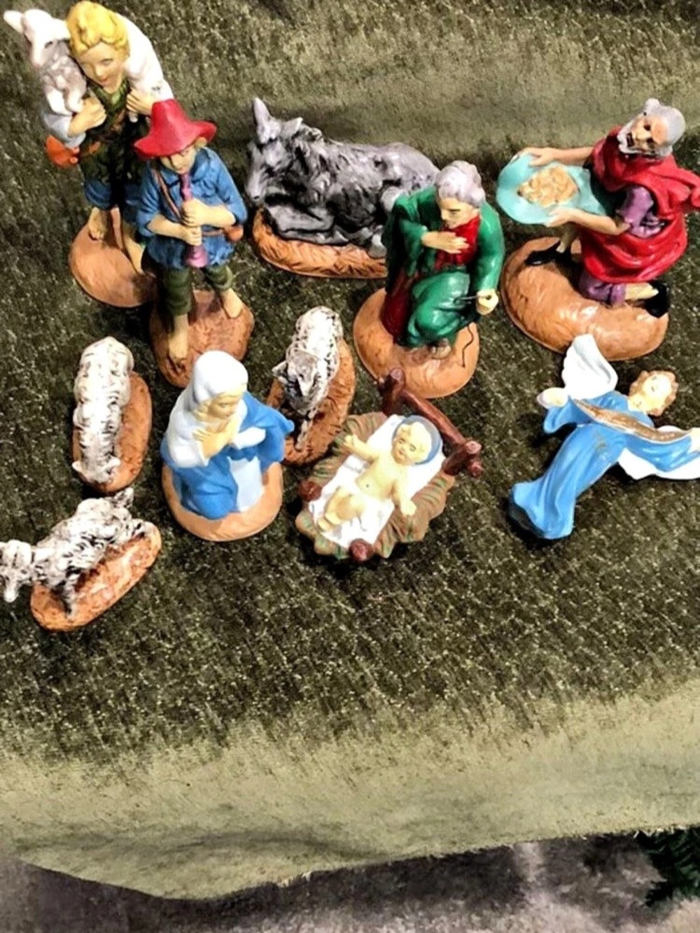 Green & Blue Nativity Figurine Collection